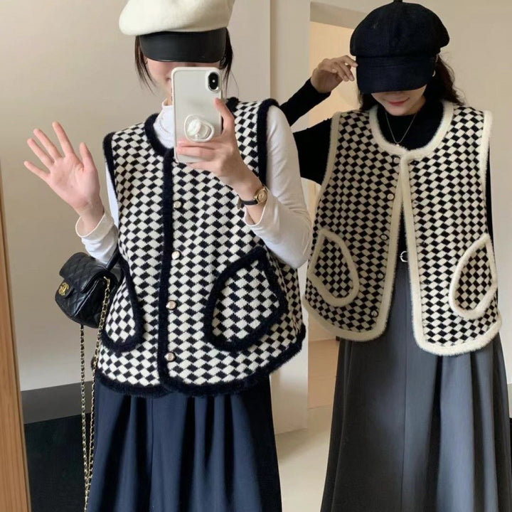 Gilet tricoté à la mode pour femmes avec motif graphique Chic & Stil