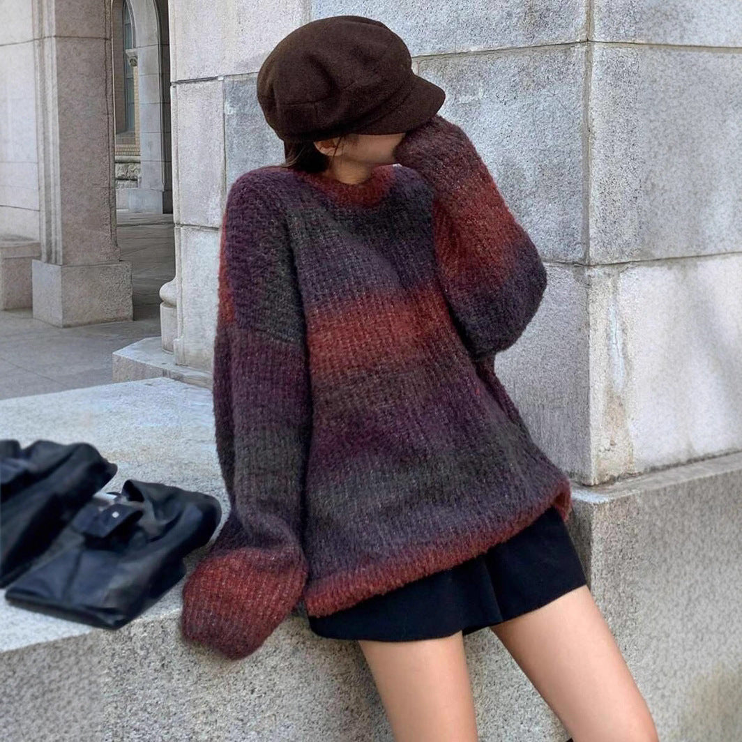 Women Oversized Sweater with Modern Gradient and Soft Material Lune London