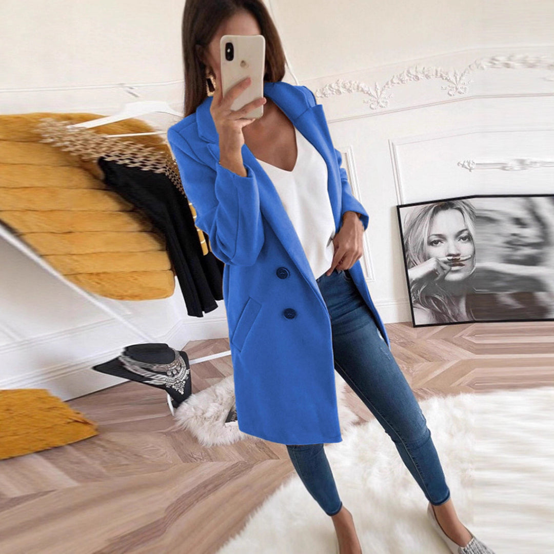 Blazer long élégant et chaud pour femmes avec patte de boutonnage double Chic & Stil