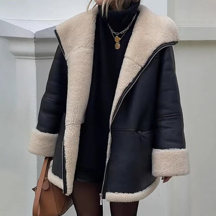 Trendy faux leather jacket for women with cozy lining Lune London