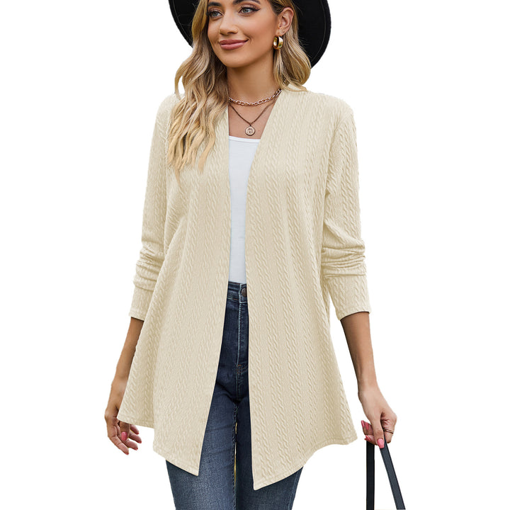 Knit jacket for women with a modern wave pattern and an open design Lune London