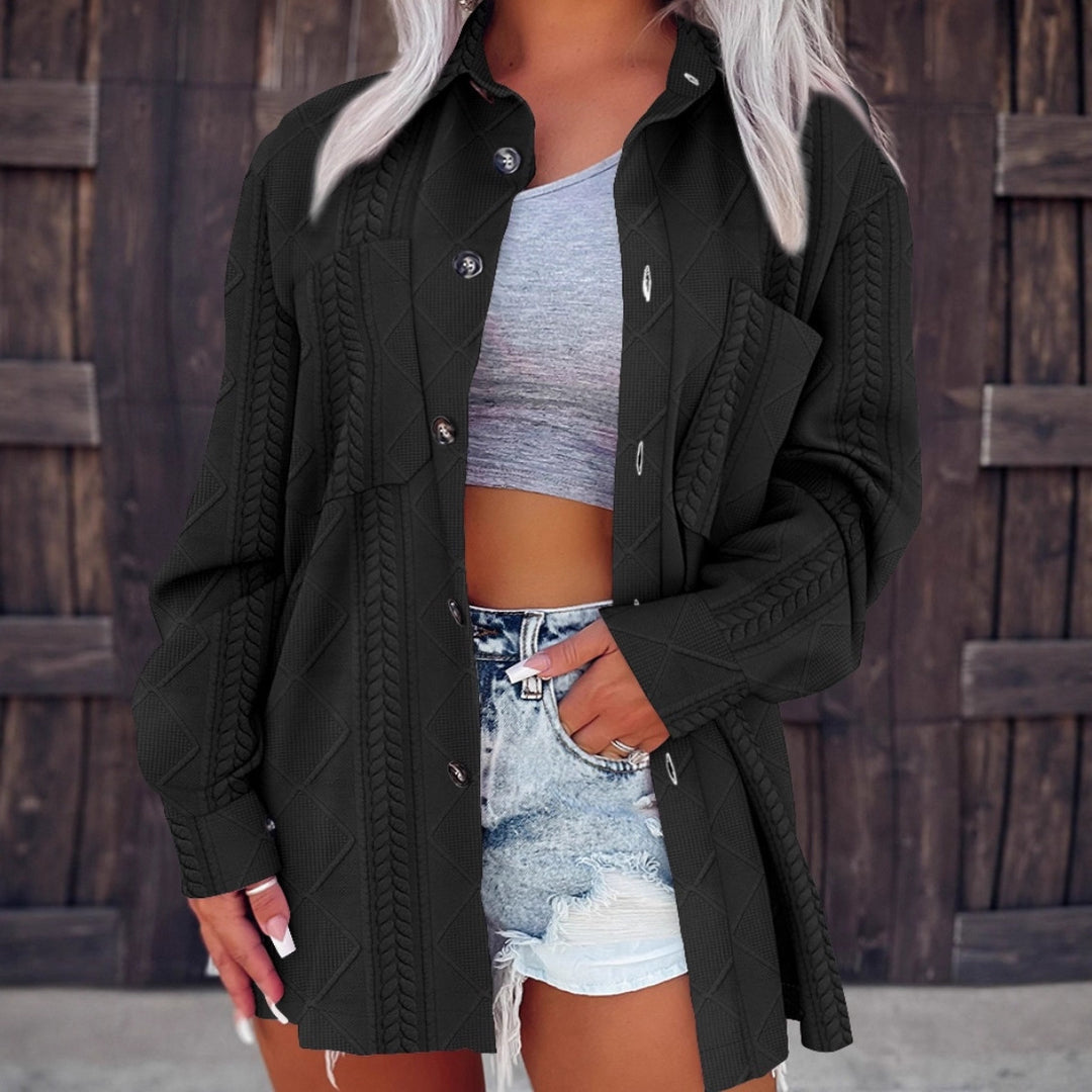 Oversized shirt jacket for women with textured design Lune London