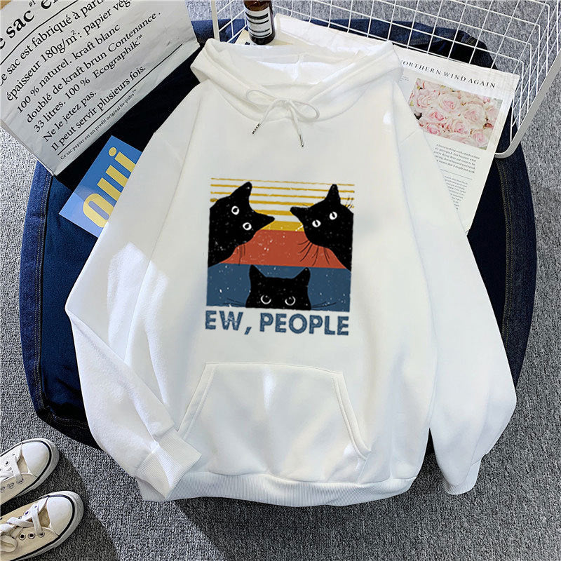 Women’s hoodie with stylish cat motif and inspiring lettering Chic & Stil