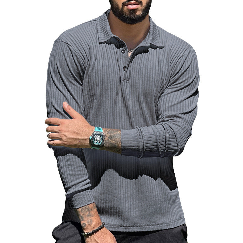 Long-sleeve polo shirt for men with ribbed structure and modern button details Lune London