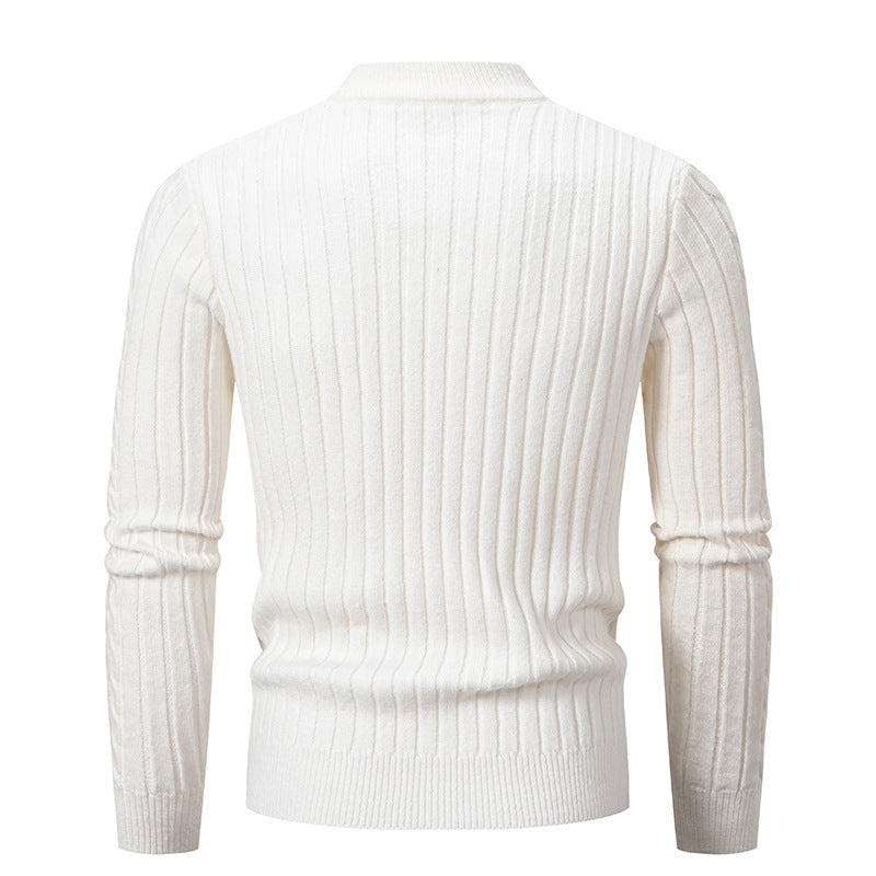 Thick knitted sweater for men with high neck and cable knit pattern Lune London
