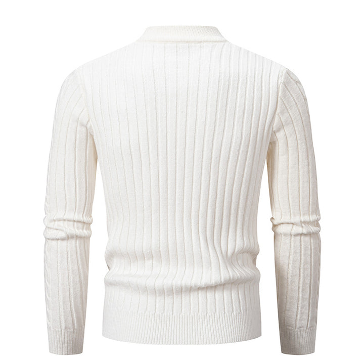 Thick knitted sweater for men with high neck and cable knit pattern Lune London