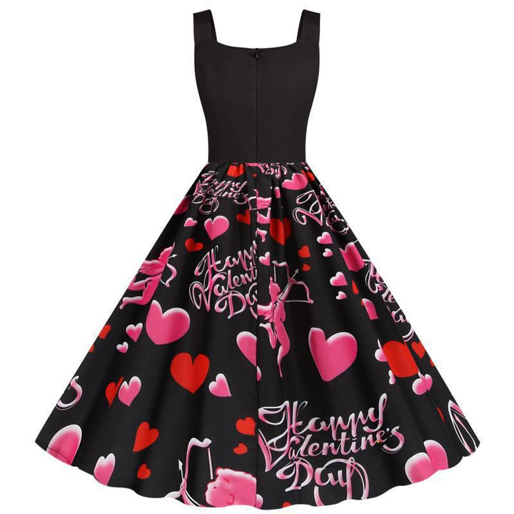 Robe Rockabilly pour femmes avec motif cœur et coupe en A Chic & Stil