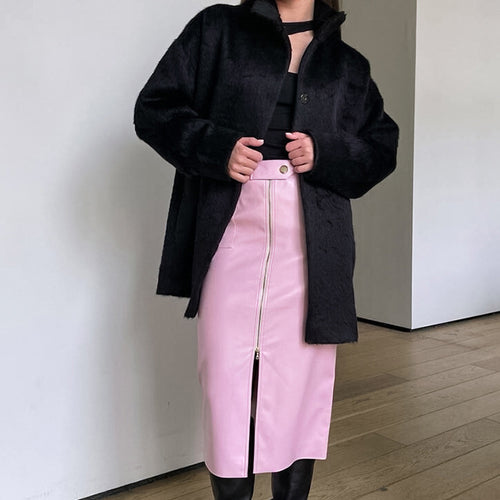 Faux leather skirt for women with zipper and elegant waist Lune London