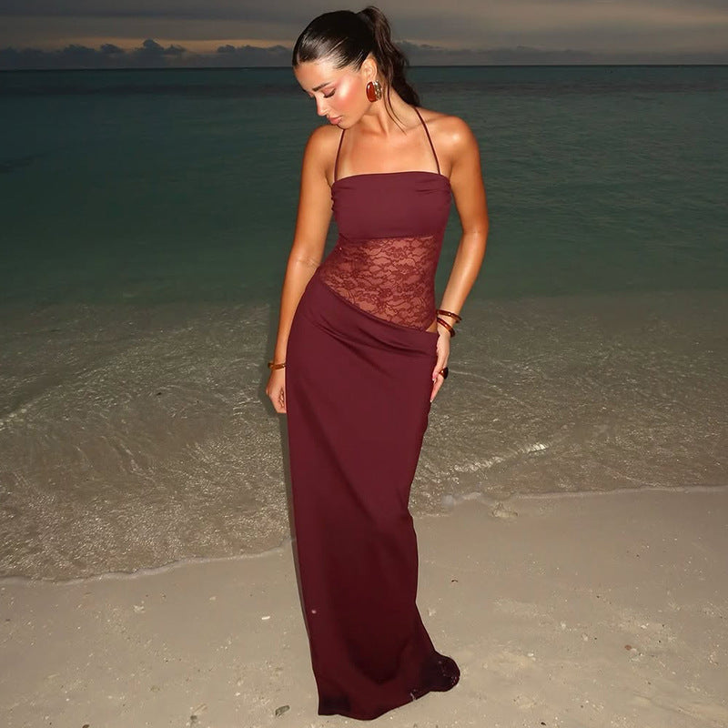 Women's Elegant Maxi Dress with Lace Top and Flattering Cut Chic Und Stil