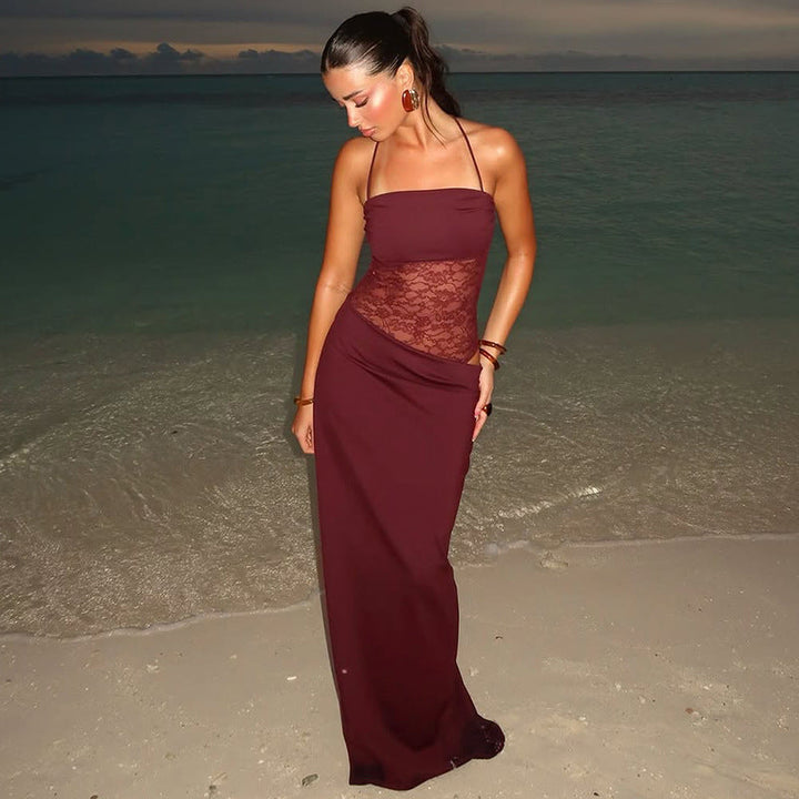 Women's Elegant Maxi Dress with Lace Top and Flattering Cut Chic Und Stil