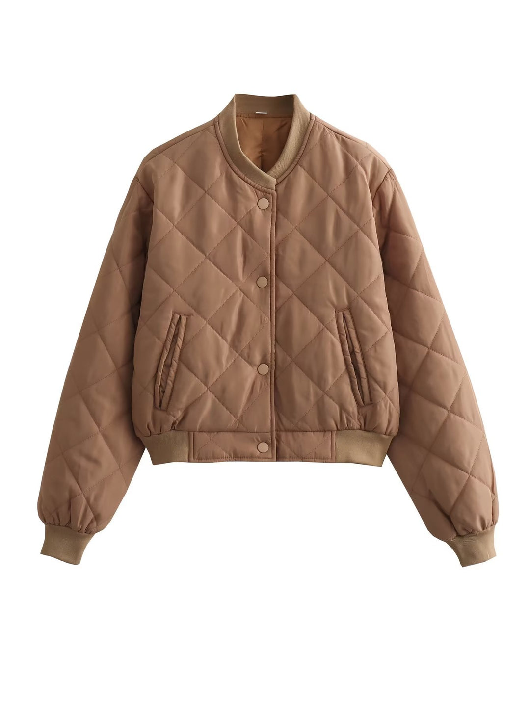 Ladies quilted transition jacket with modern cut and practical pockets Lune London