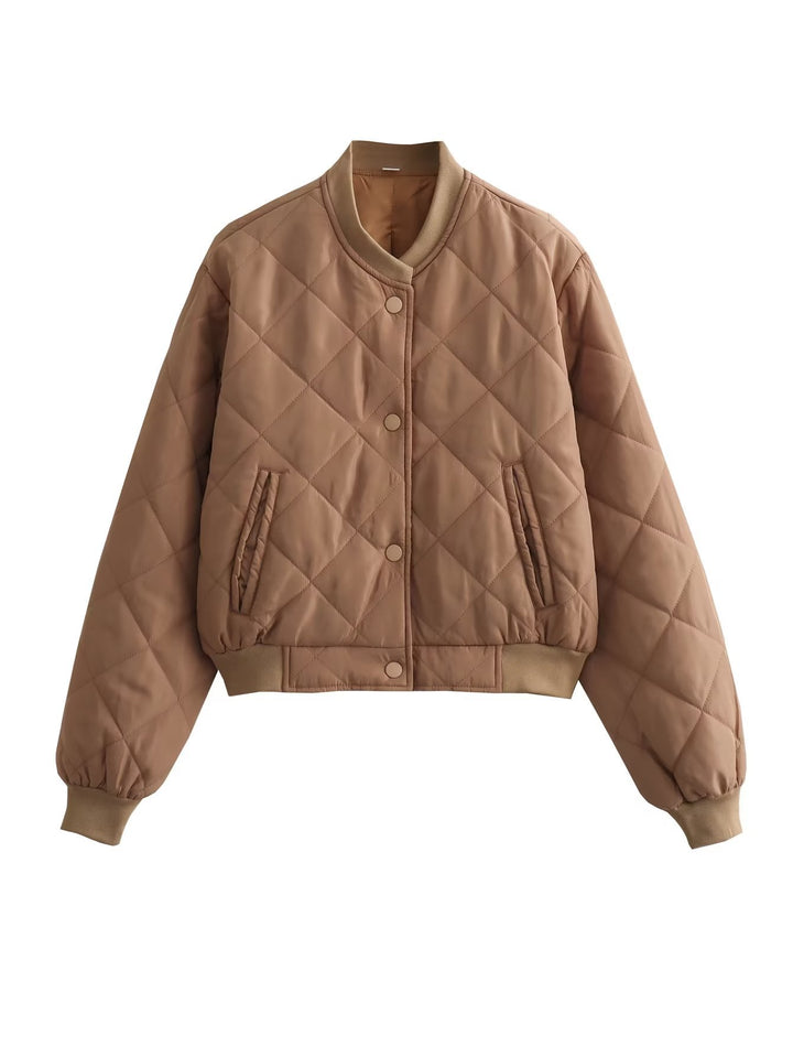 Ladies quilted transition jacket with modern cut and practical pockets Lune London