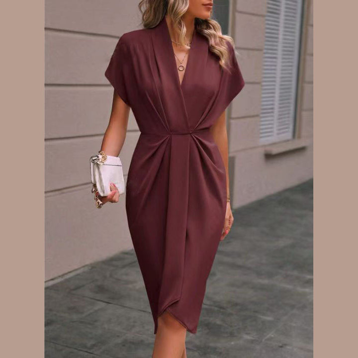 Women’s wrap dress with elegant V-neckline and draping Lune London