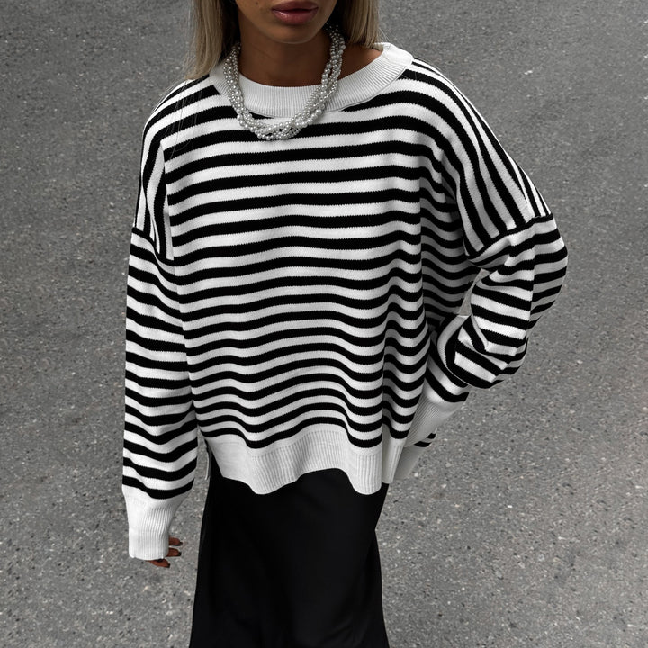 Striped oversized sweater for women with a casual style featuring wide sleeves Lune London