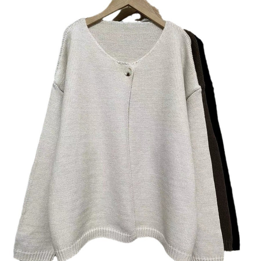 Oversized knit jacket for women with soft textures and open front Lune London