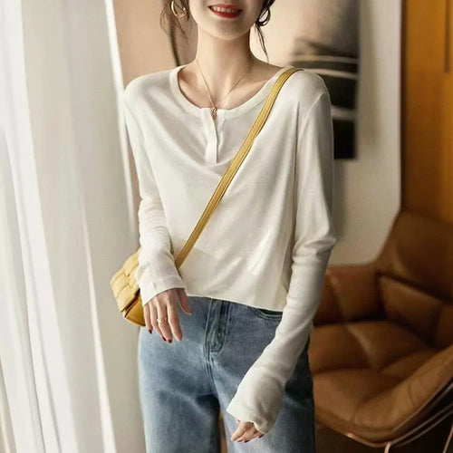 Haut décontracté à manches longues pour femmes avec patte de boutonnage Chic & Stil