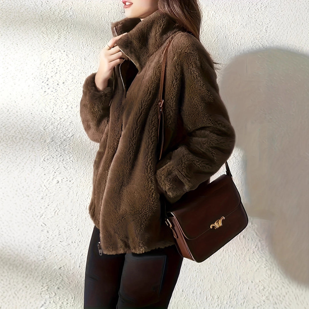 Veste en polaire pour femmes avec col montant et fermeture éclair pratique Chic & Stil