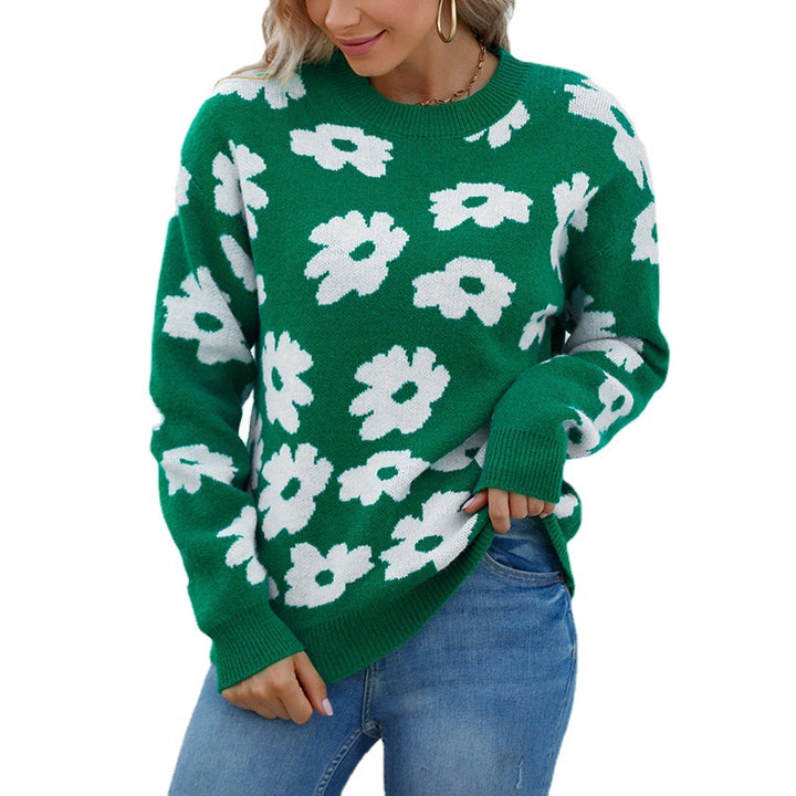 Knitted sweater for women with floral pattern and casual fit Lune London