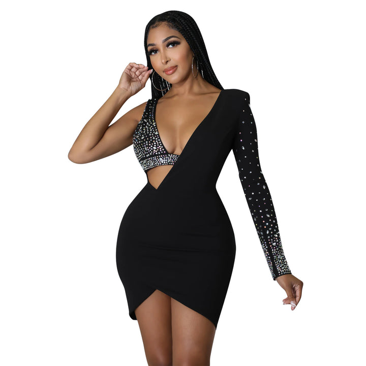 Ladies Elegant Mini Dress Cut Out with Rhinestone Details Lune London