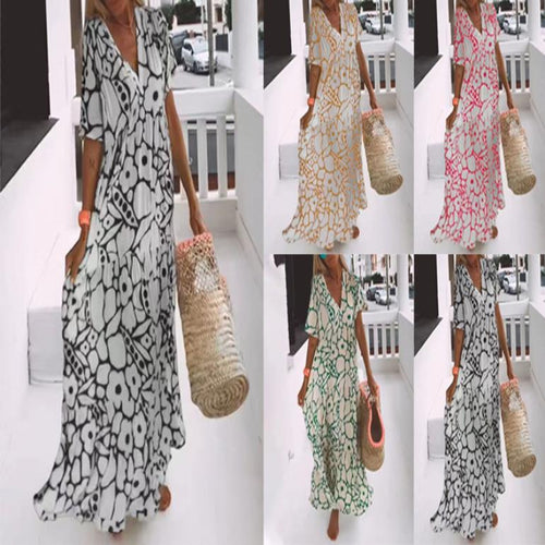 Maxi dress for women with an elegant V neck and a flowing cut Lune London