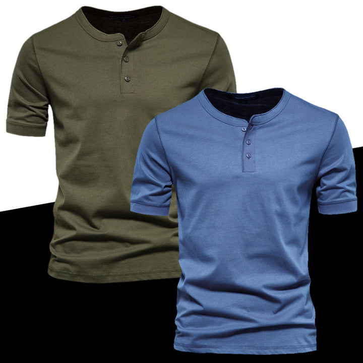 Men's short sleeve Henley shirt with button placket Lune London