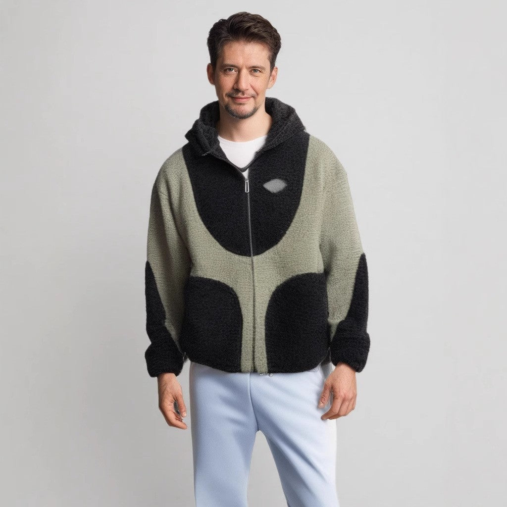 Comfortable teddy jacket for men with contrasting seams Lune London