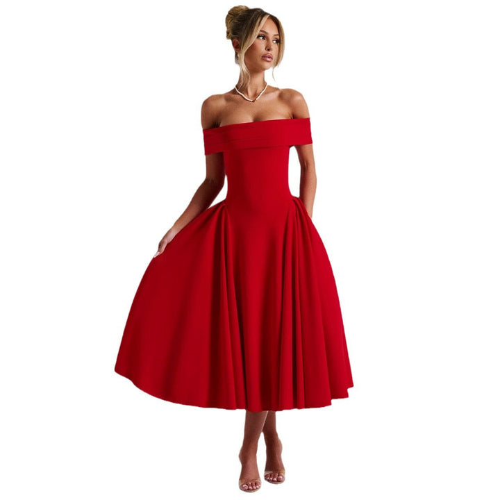Women's Elegant Evening Dress with Strapless Design and Voluminous Skirt Lune London