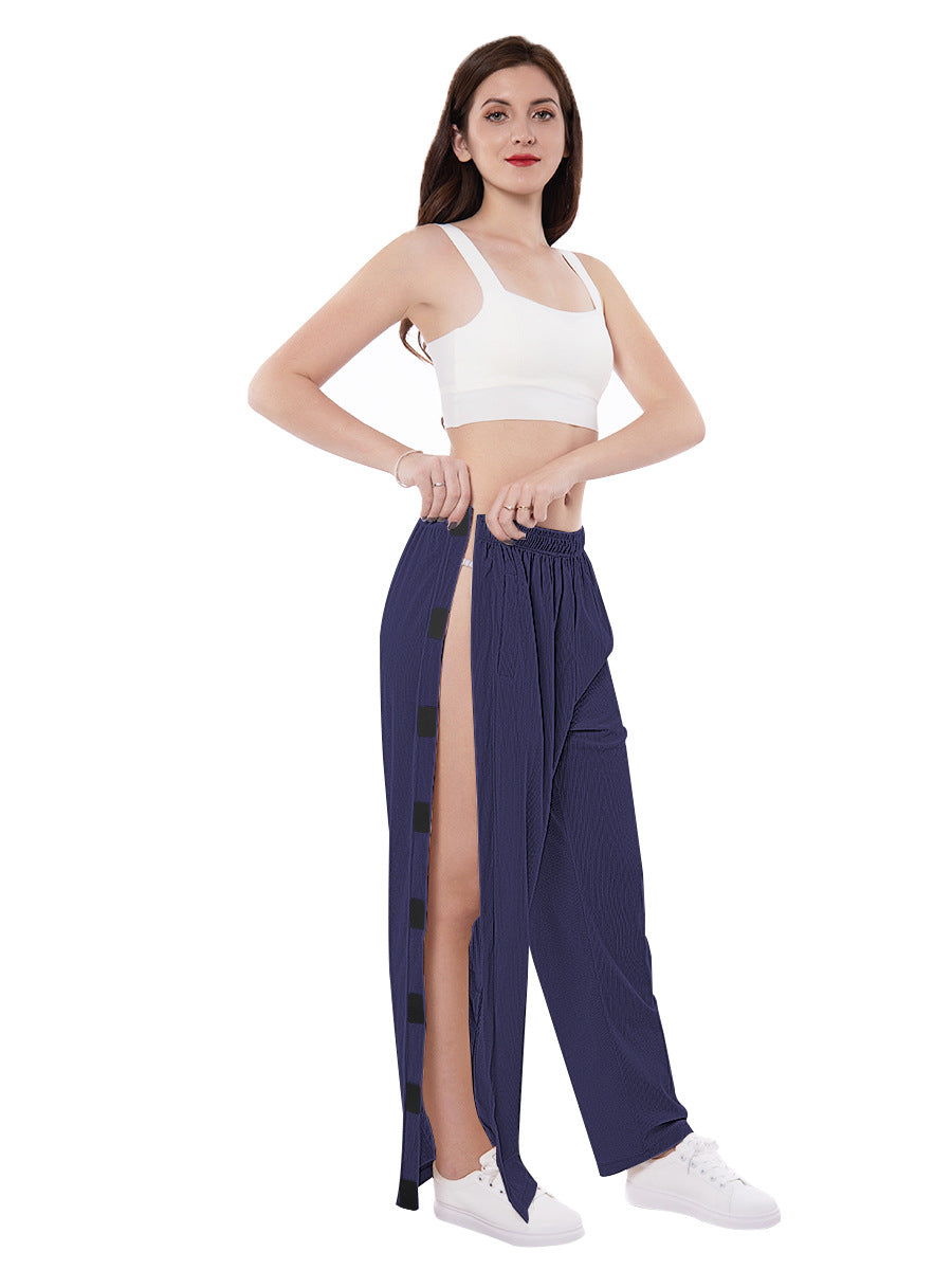 Lune London Casual Palazzo Pants for Women with Side Slits and Elastic Waist