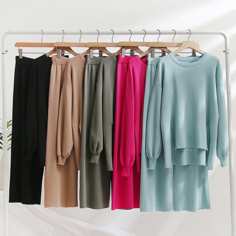 Lune London casual knit top and pants set for women