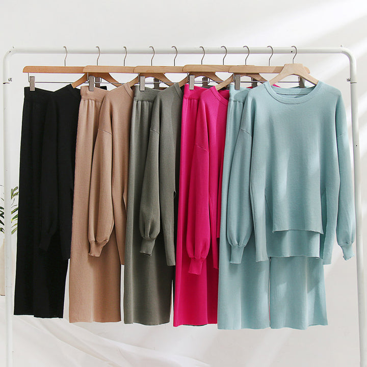 Lune London casual knit top and pants set for women