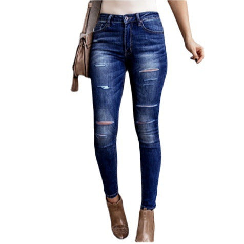 Skinny jeans for women with trendy rips Lune London
