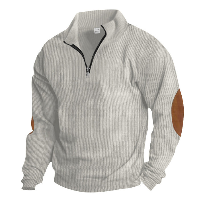 Men's sweater with high collar and leather applications Lune London