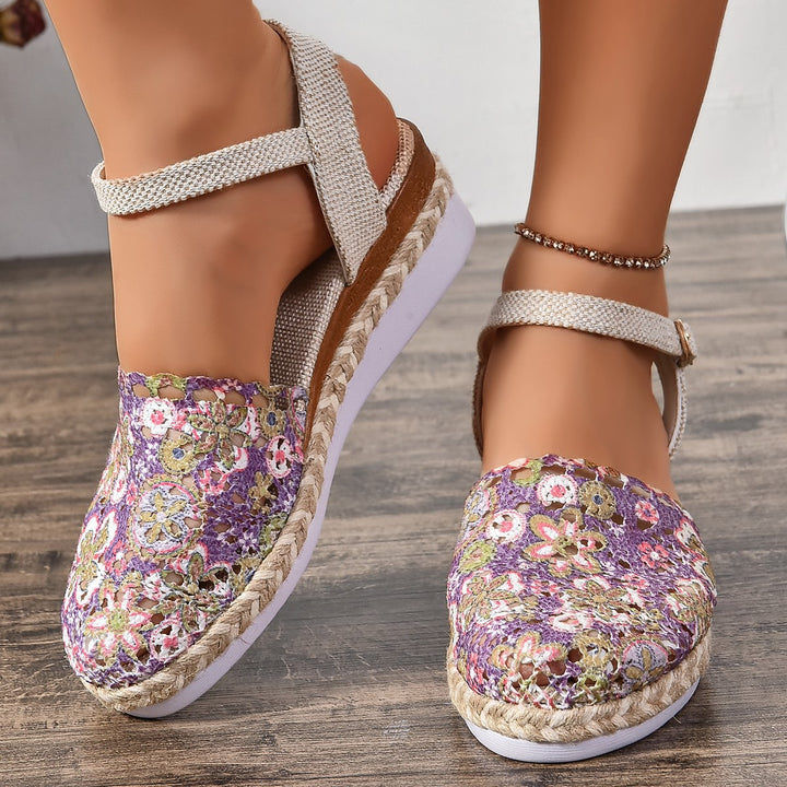 Dames espadrilles à brides chevilles en crochet Lune London
