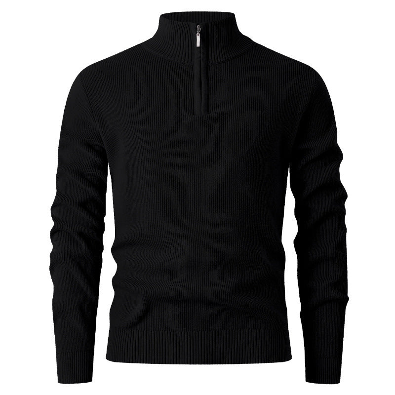 Knit sweater for men with half-zip closure and ribbed structure Lune London