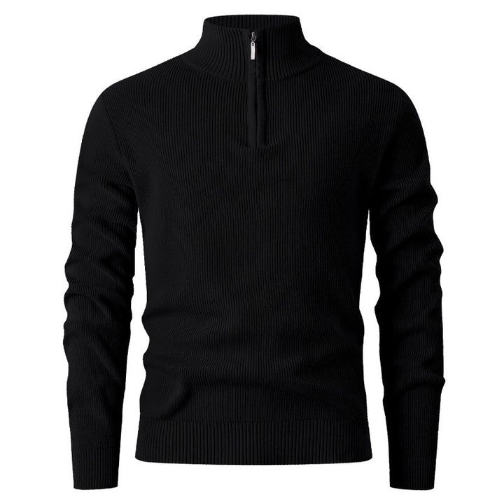 Knit sweater for men with half-zip closure and ribbed structure Lune London