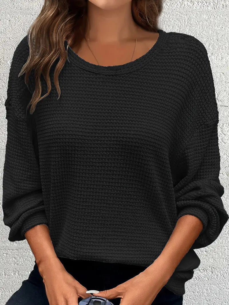 Casual knitted sweater for women with loose fit and elastic cuffs Lune London