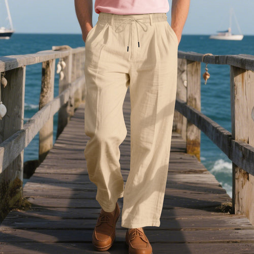 Summer casual pants for men made of lightweight and breathable fabric with drawstring Lune London