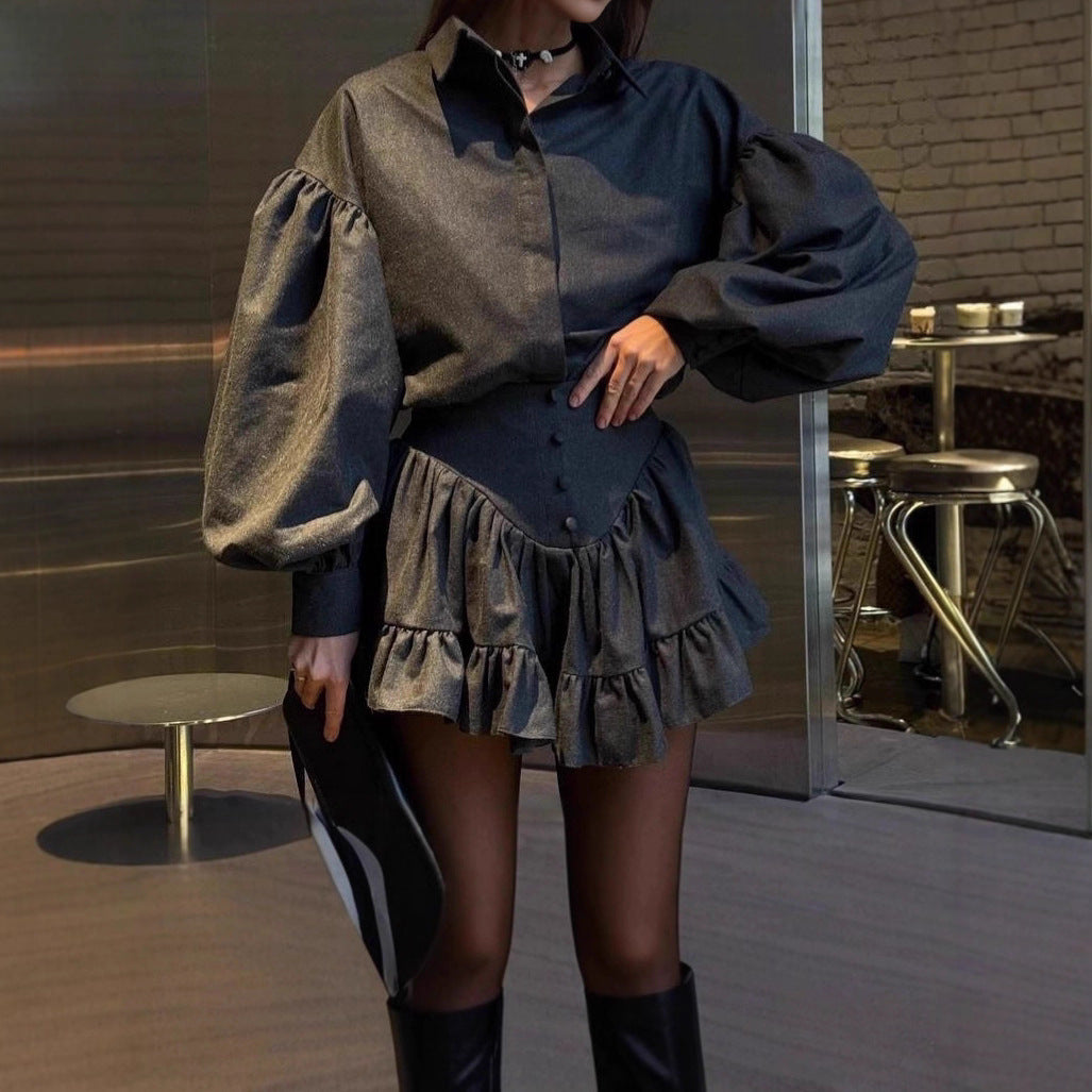 Women's blouse with voluminous sleeves and flounced skirt Lune London
