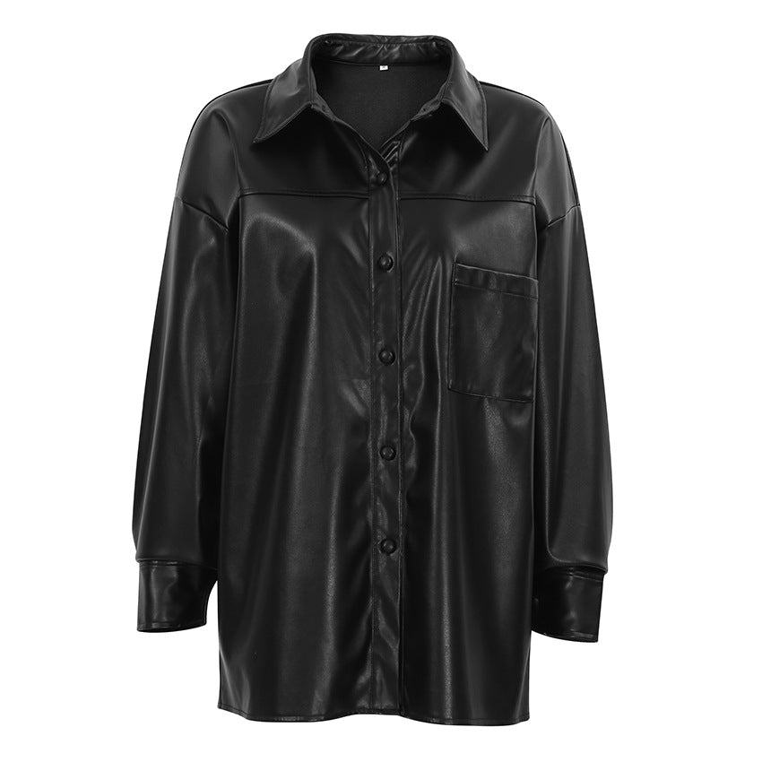 Shirt jacket in faux leather for women Lune London