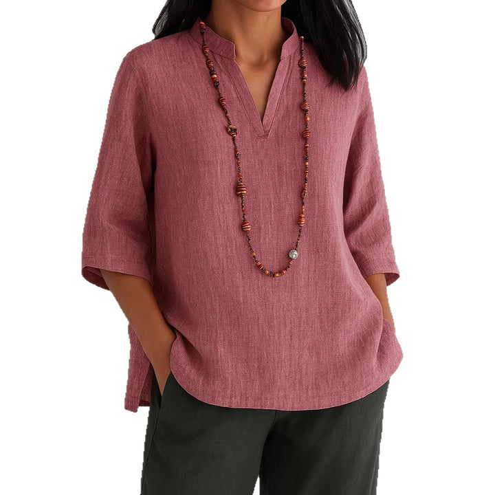 Casual blouse for women with V-neck and side pockets Lune London