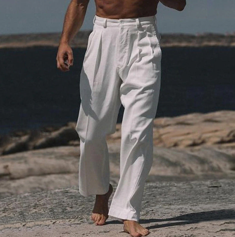Pantalon en lin élégant pour hommes avec coupe large et grand confort de port Lune London