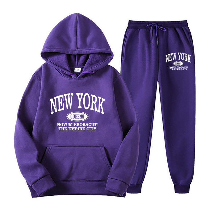 Women's hoodie set with versatile lettering and comfortable pockets Chic & Stil