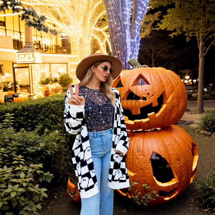 Ladies Phantom Pattern Long Sleeve Vest Lune London