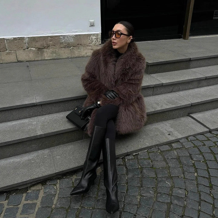Ladies chic and stylish fur coat