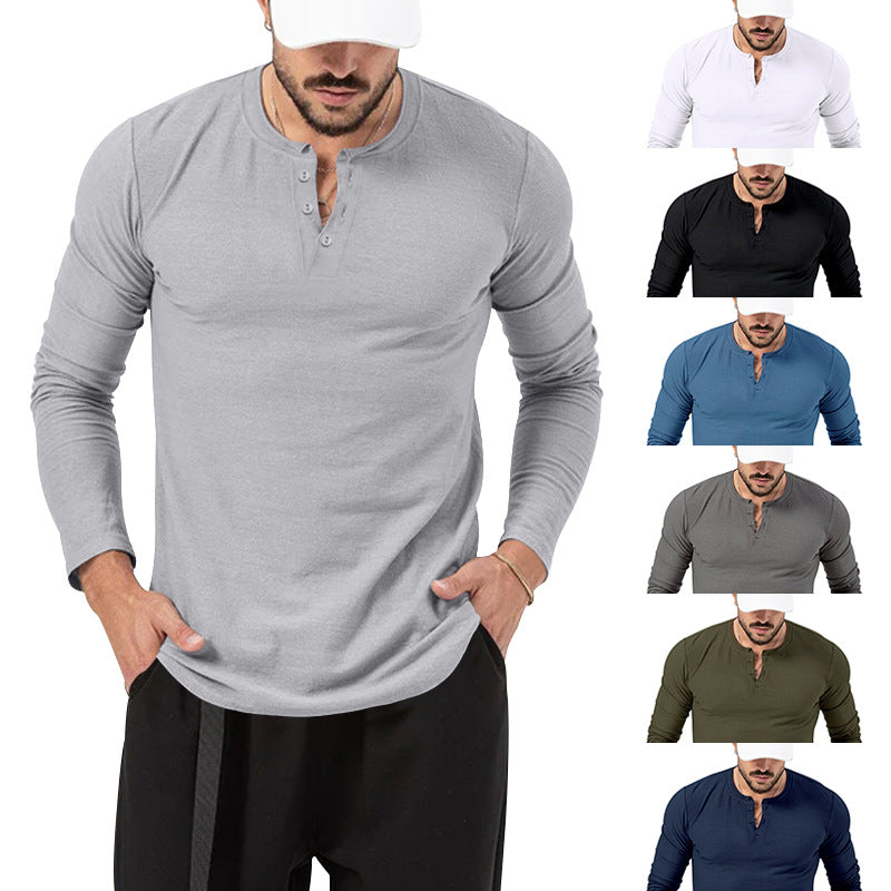 Men's Long Sleeve Henley Shirt in High Quality Cotton Blend with Stylish Button Details Lune London