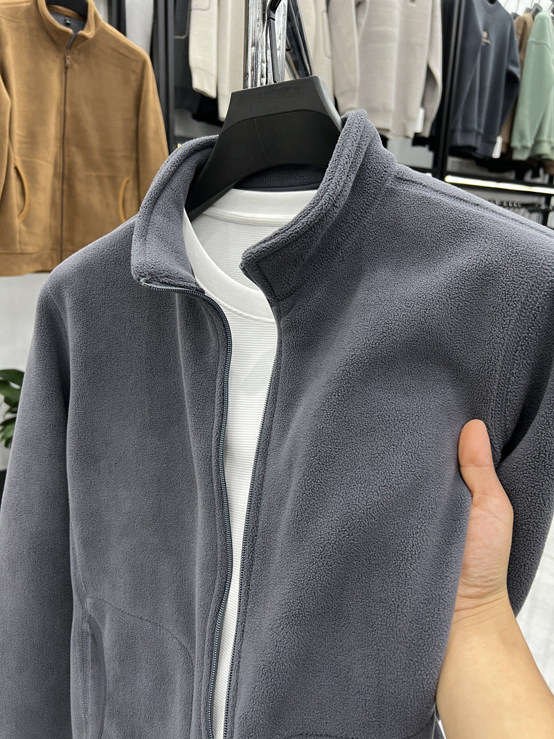 Fleece jacket for men with high collar and practical pockets Lune London