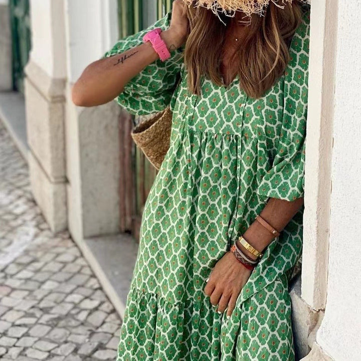 Boho Chic maxi dress with ruffles for women