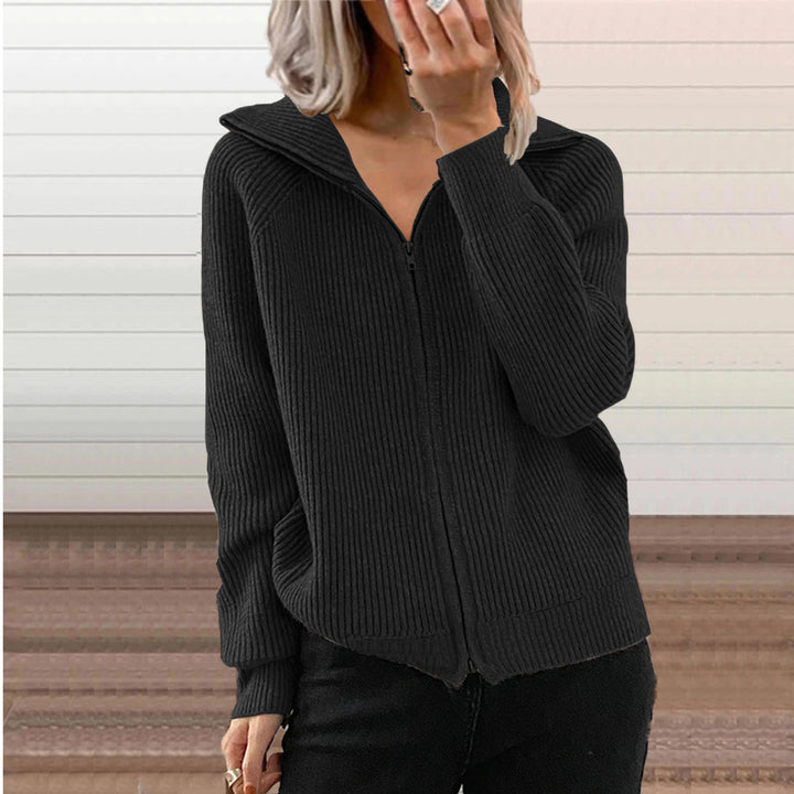 Knitted jacket for women with zipper and hood Lune London