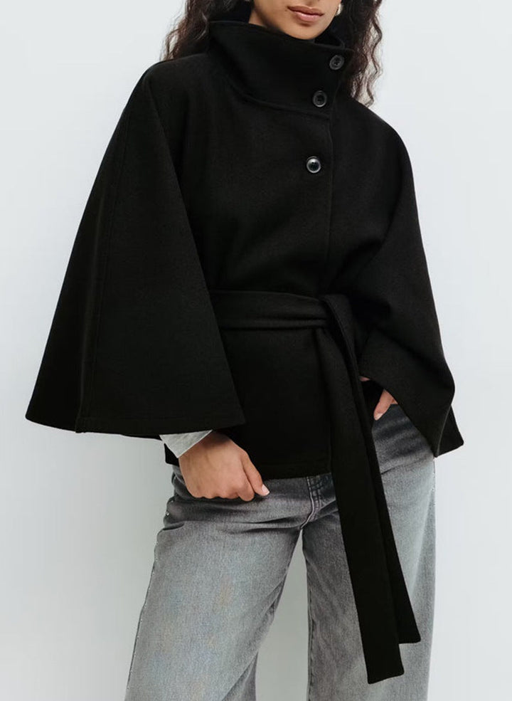 Women's wrap jacket with elegant stand-up collar and wide-cut sleeves Lune London