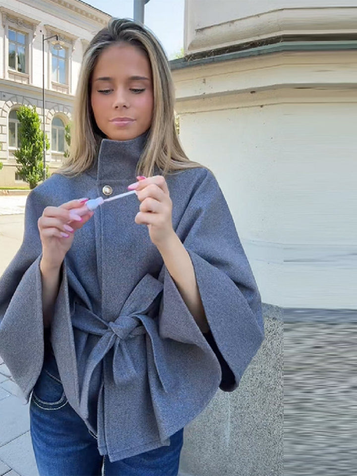 Women's Modern Cape with Waist Belt Lune London